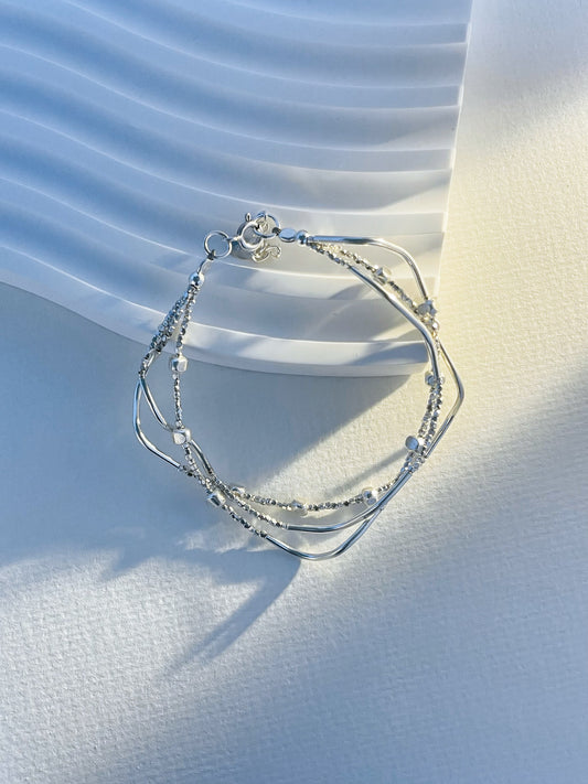 Triple layer sterling silver bracelet