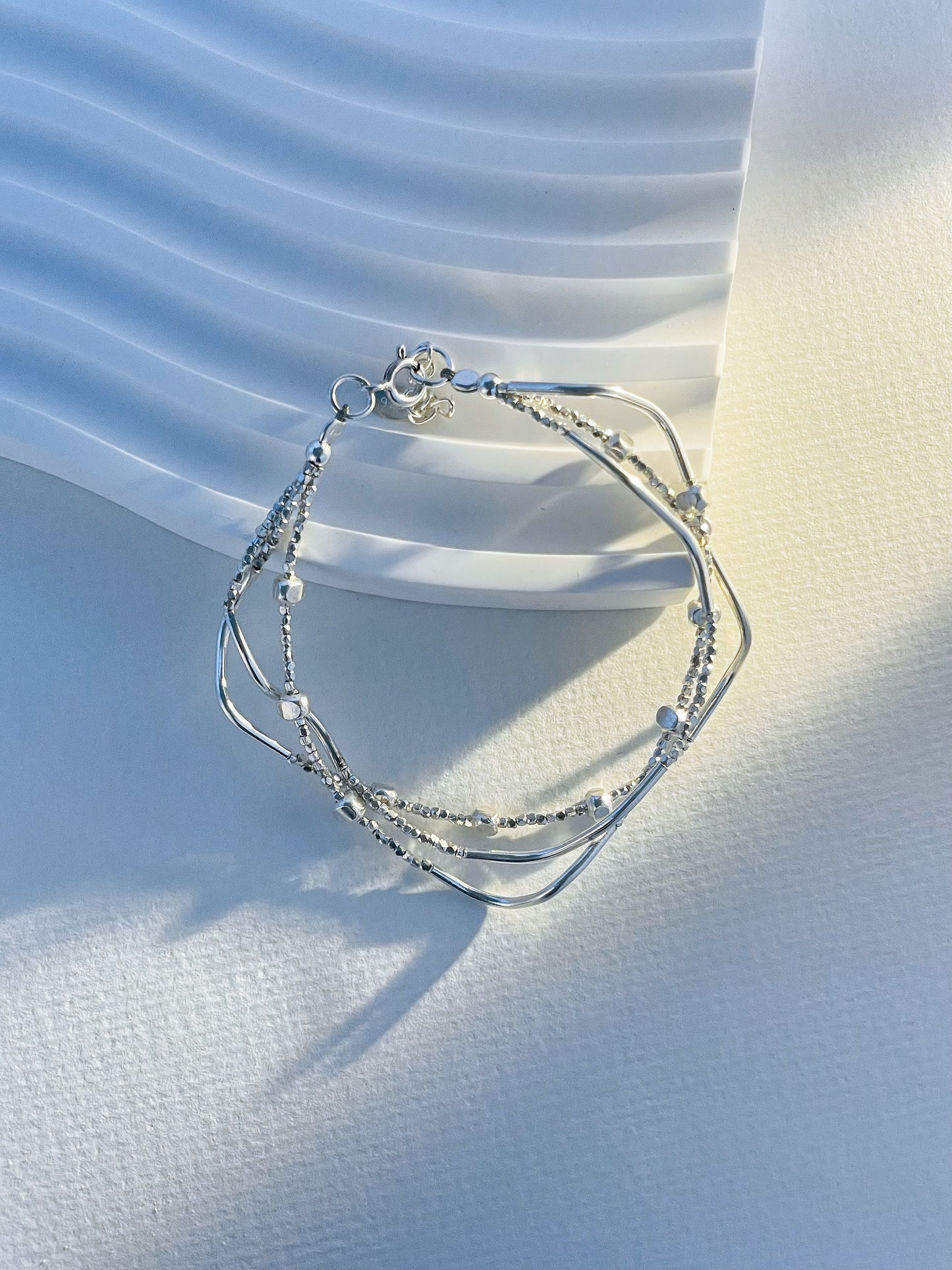 Triple layer sterling silver bracelet