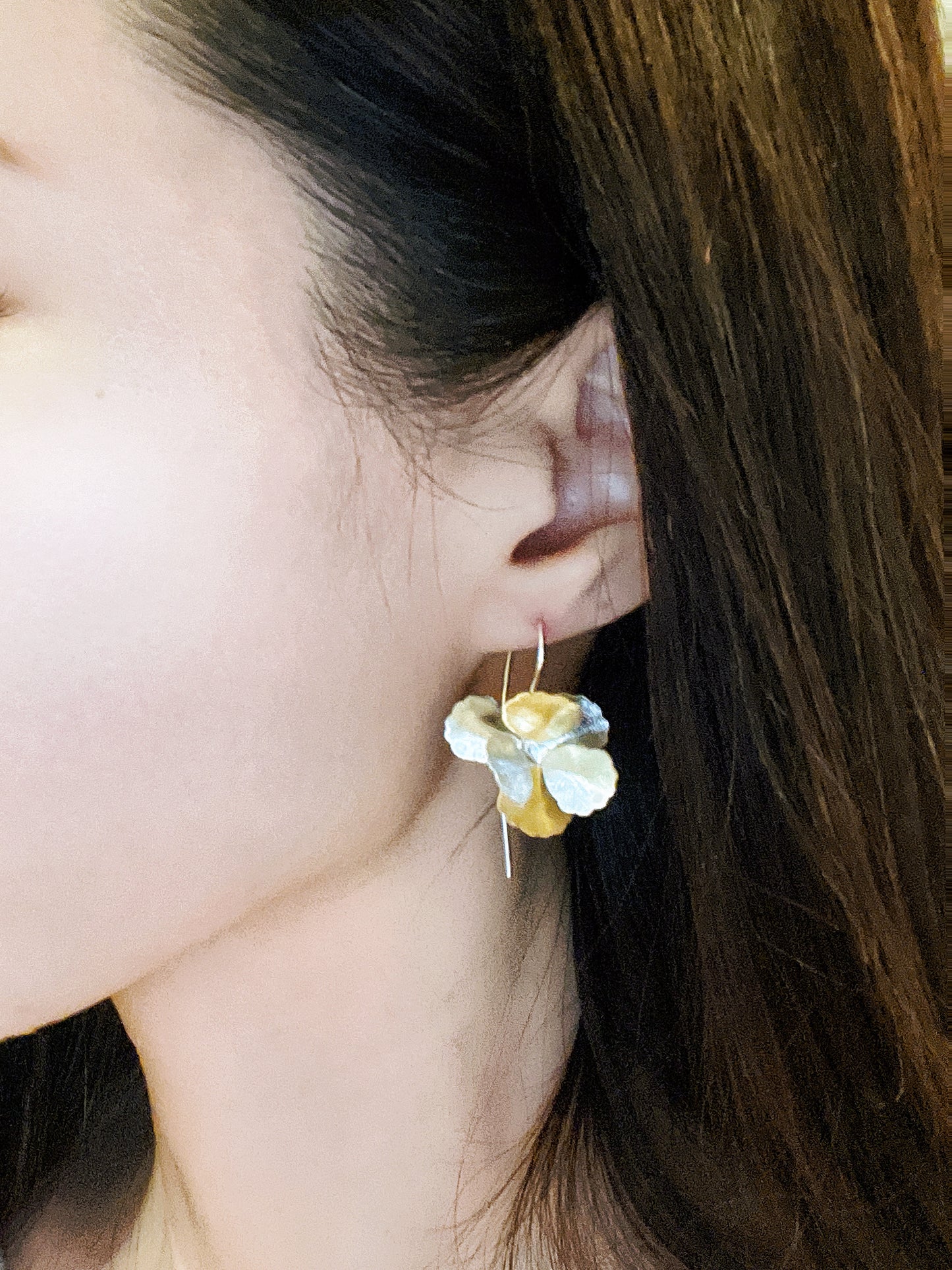 Flower Long Hook Earrings