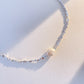 Square silver pearl necklace