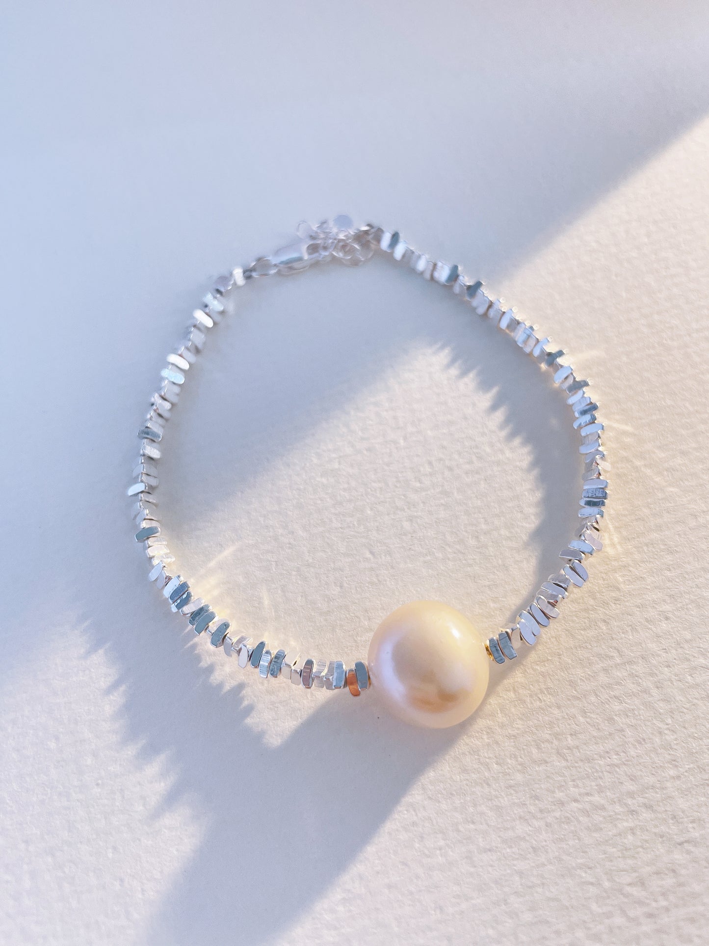 Sterling silver square pearl bracelet