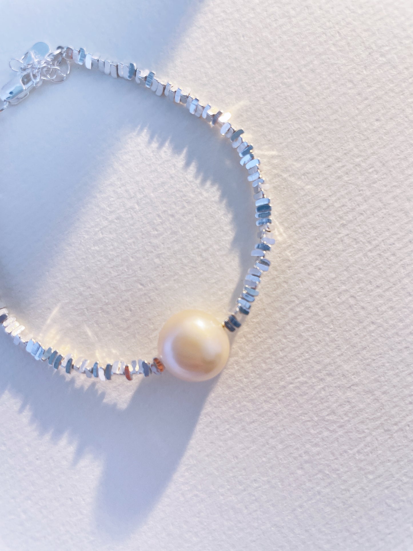 Sterling silver square pearl bracelet