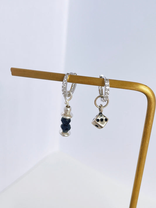 Silver dice earrings