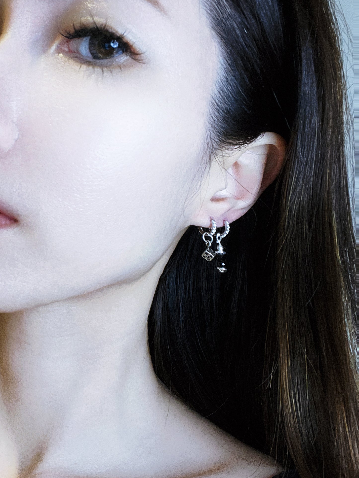 Silver dice earrings