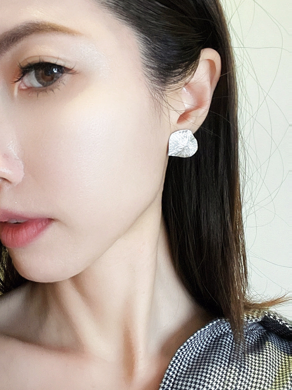 Silver Lotus Leaf Earrings