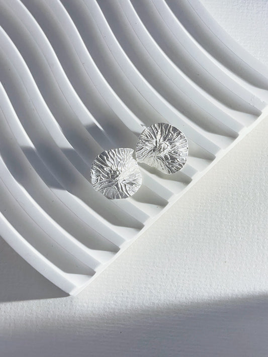 Silver Lotus Leaf Earrings