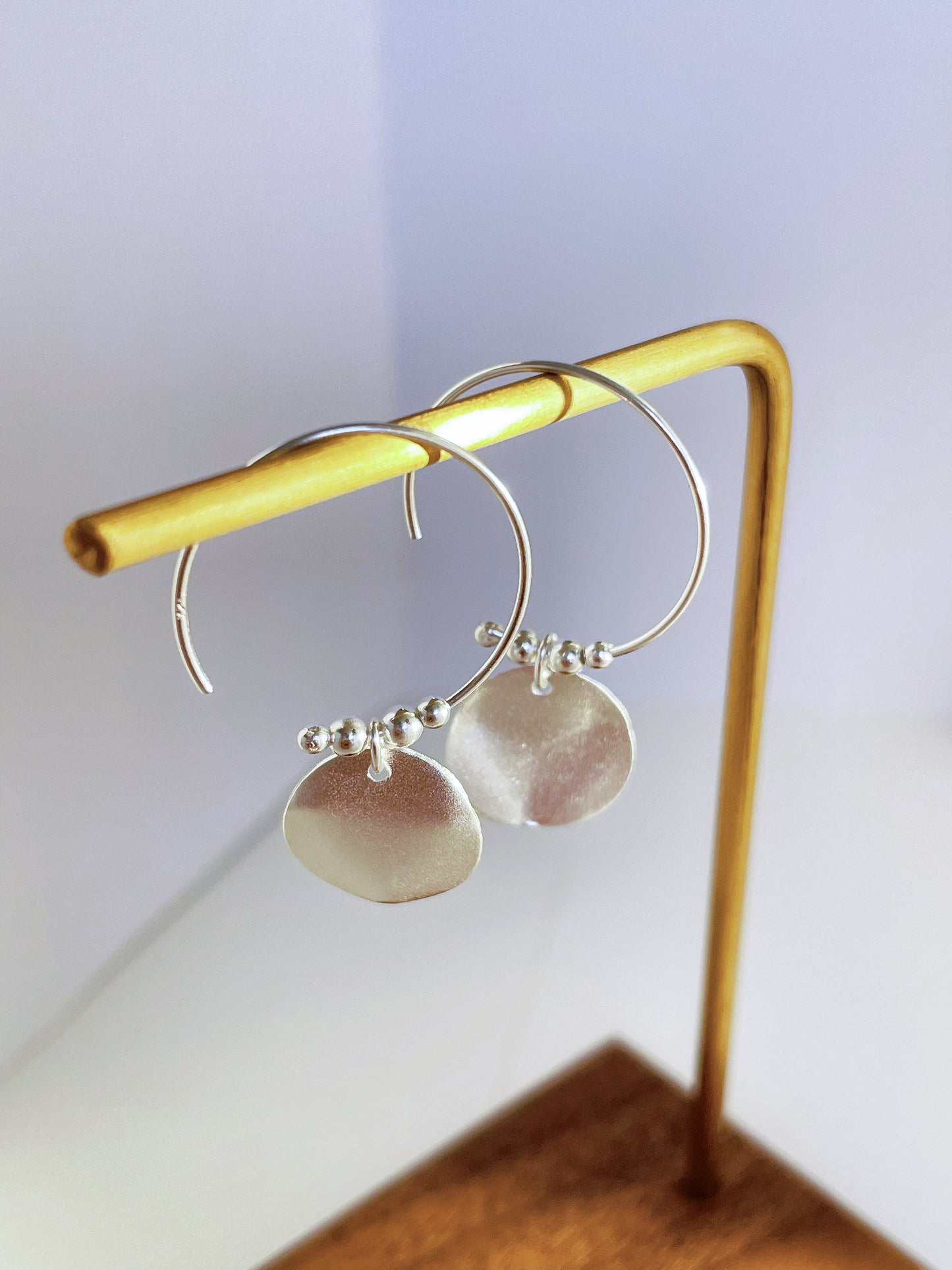 Irregular round piece earrings