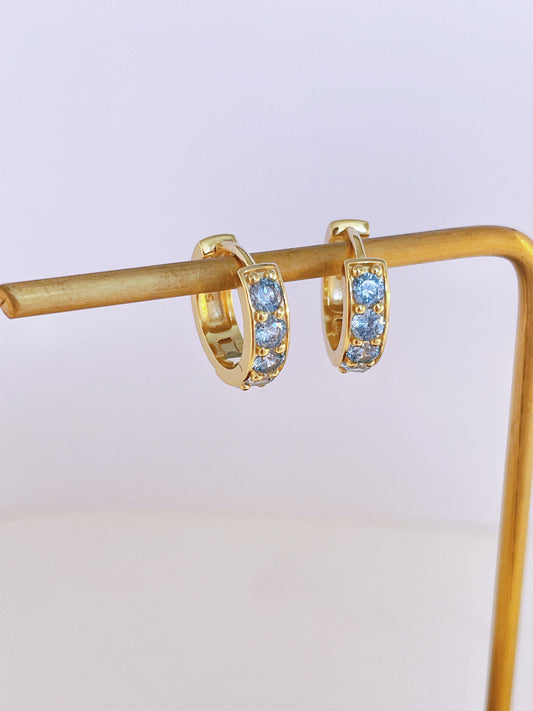 Blue Zirconia Hoop Earrings