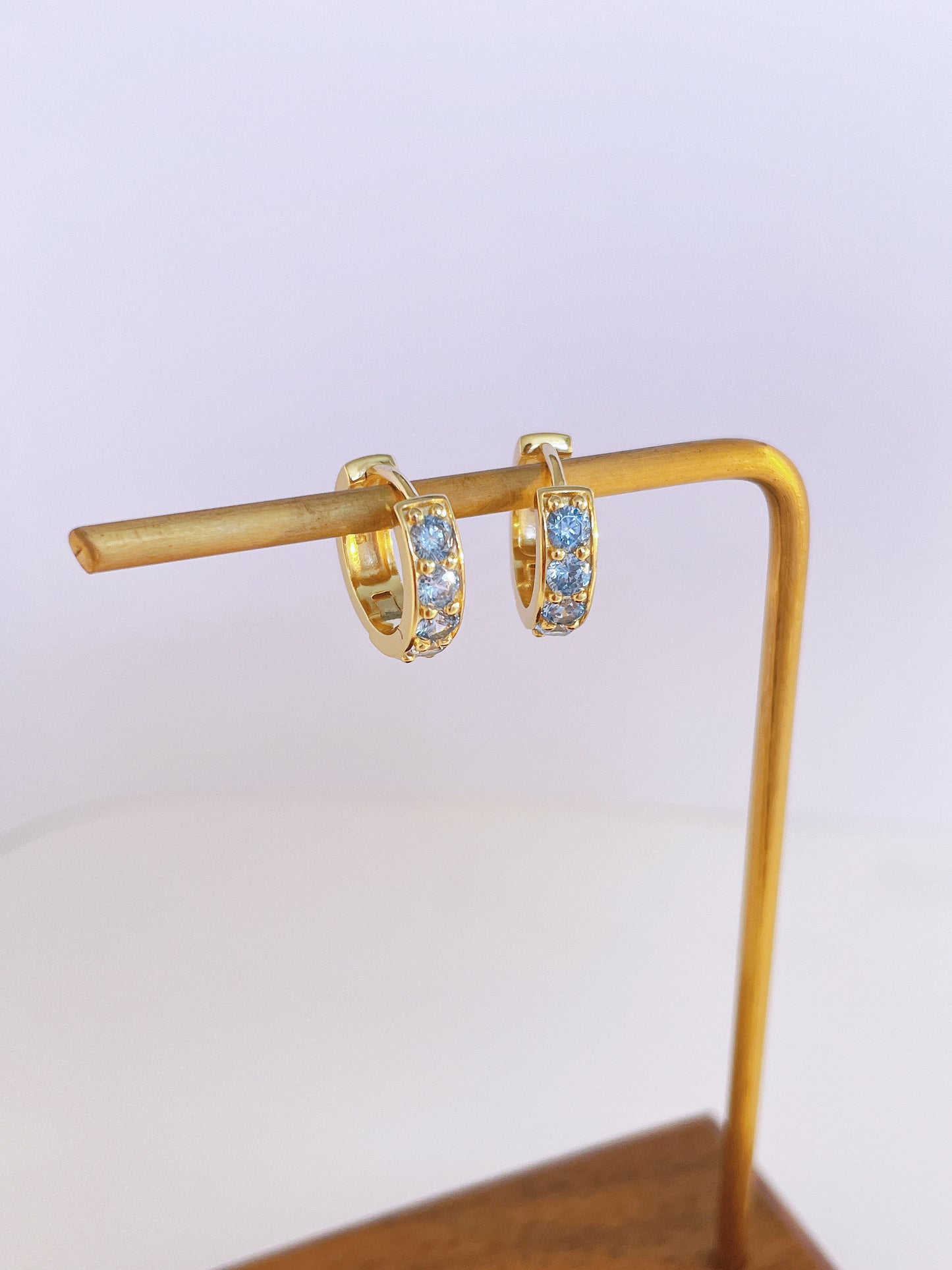 Blue Zirconia Hoop Earrings