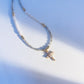 Gray Moonstone Cross Necklace