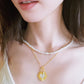 White seashell heart lock necklace