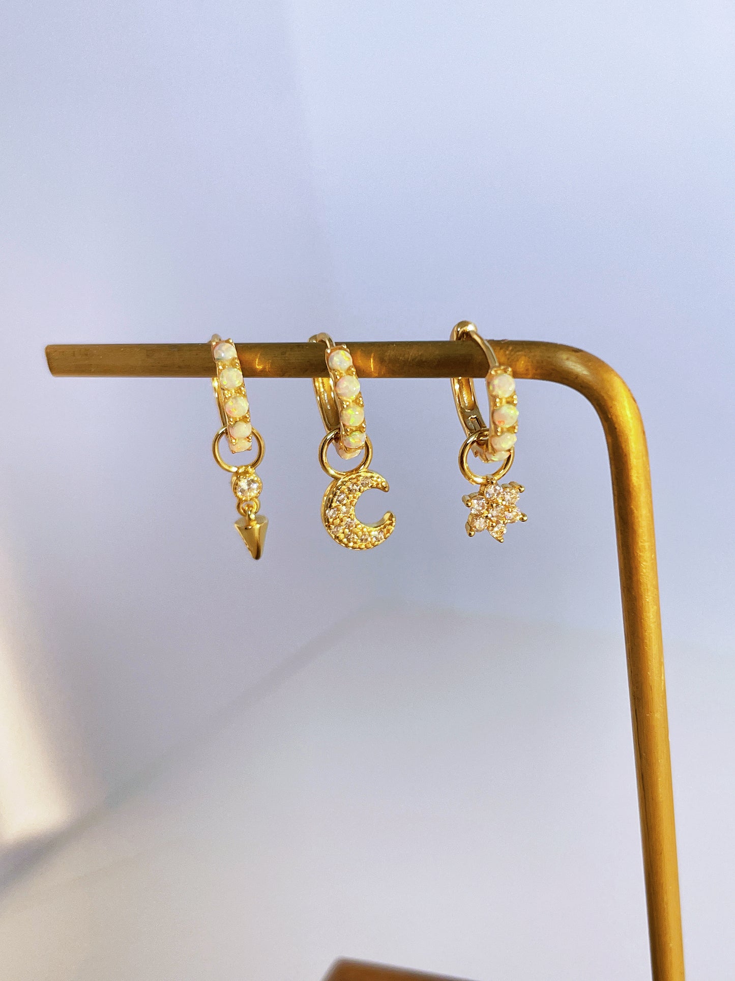 Small Opal Hoop Earrings