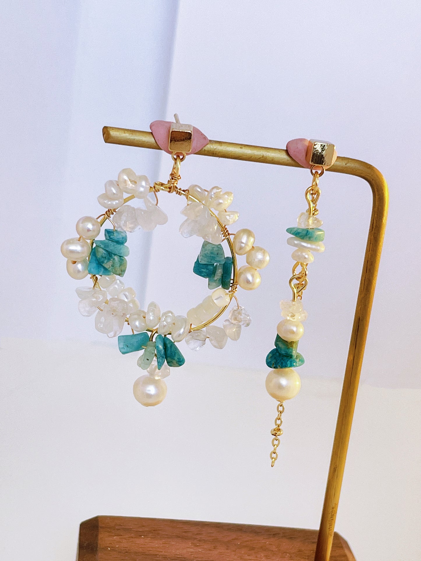 Asymmetrical wreath earrings