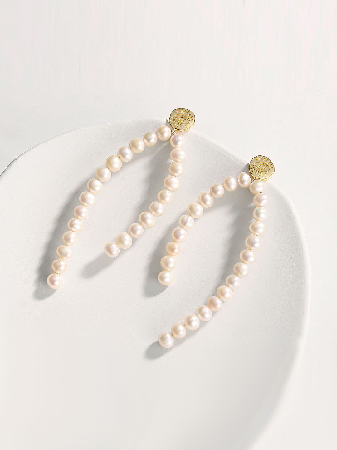 Natural pearl long earrings