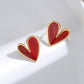 Love heart red drip glaze earrings