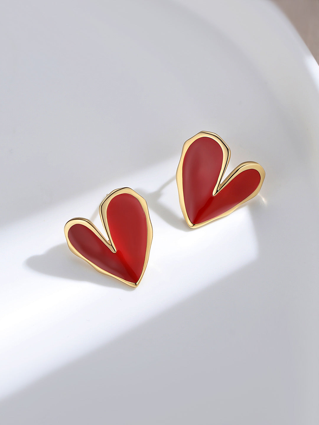 Love heart red drip glaze earrings