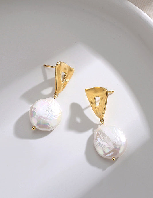 Shaped baroque pearl earrings