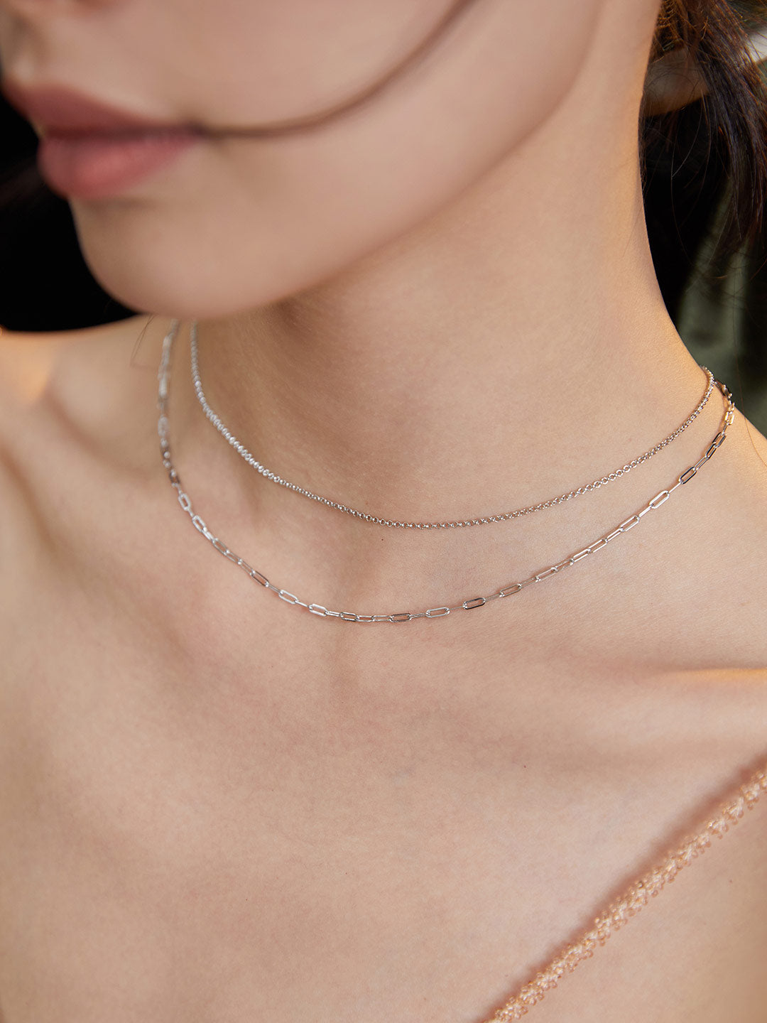 Sterling silver double layer necklace