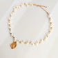pearl necklace with seal wax stamp pendant