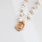 pearl necklace with seal wax stamp pendant
