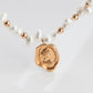 pearl necklace with seal wax stamp pendant