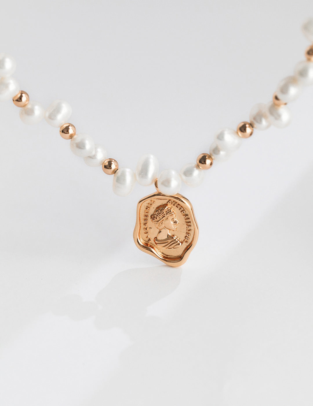 pearl necklace with seal wax stamp pendant