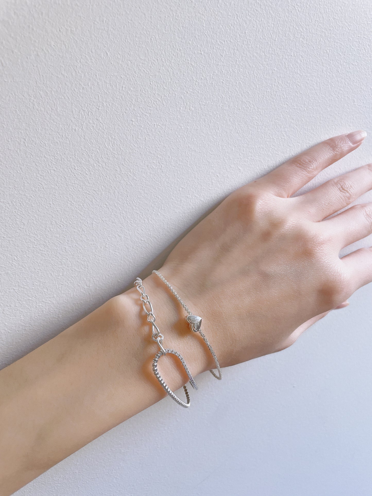 Asymmetric silver bracelet